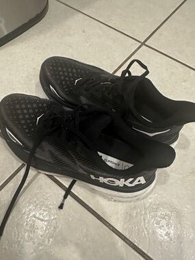 Hoka Men’s Running Shoes in Black with White Accents
